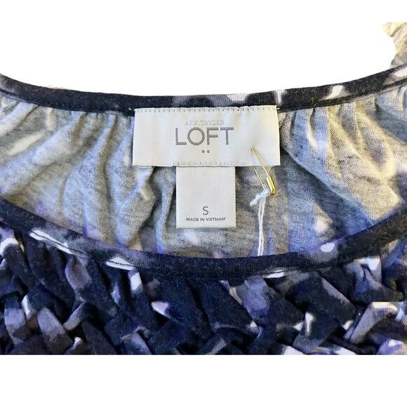 LOFT Black Gray Short Sleeve Scoop Neck Top Womens Size S - Picture 6 of 10